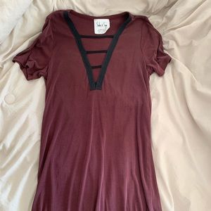 Deep v plunge tshirt mini dress Sadie and Sage